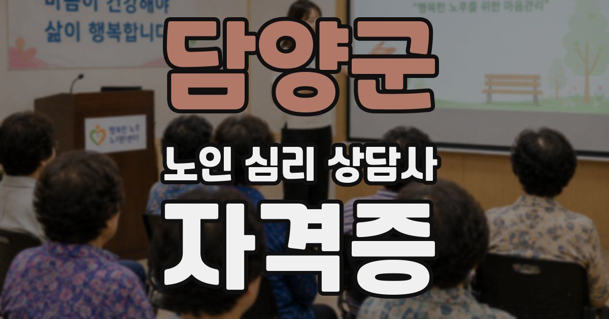 담양군 노인 심리 상담사 자격증