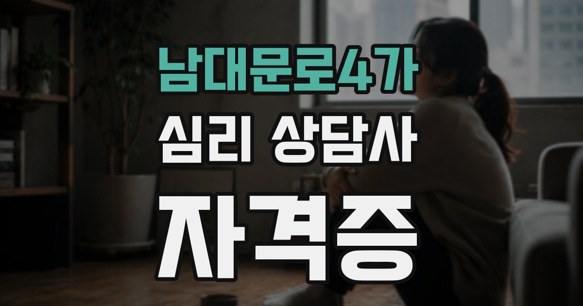 남대문로4가 심리 상담사 자격증