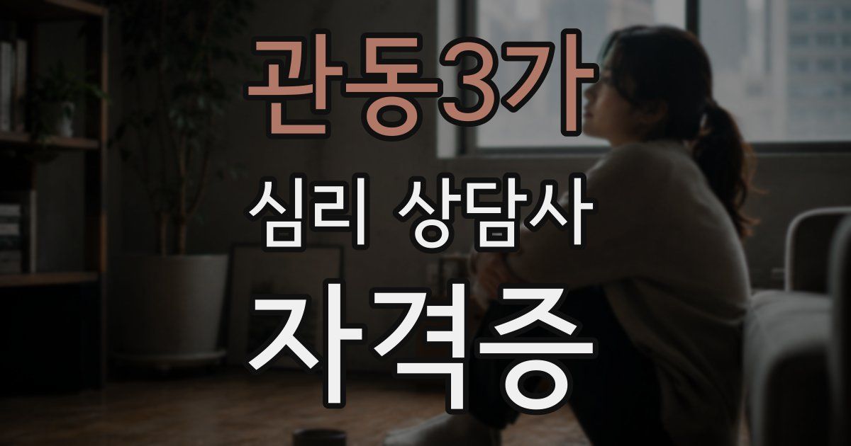 관동3가 심리 상담사 자격증