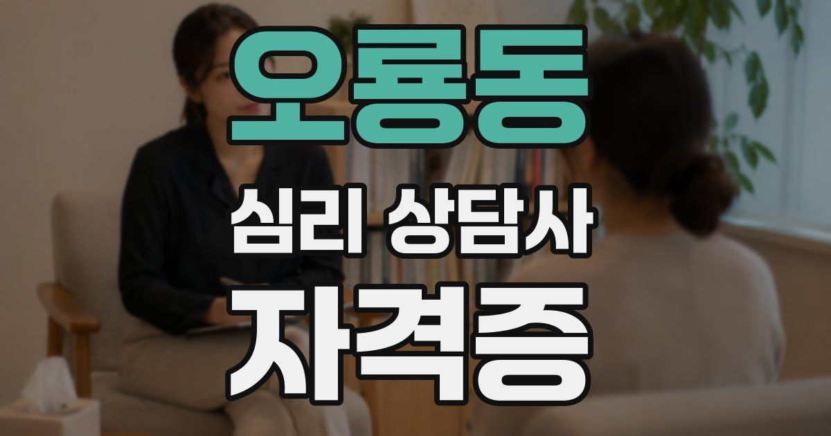 오룡동 심리 상담사 자격증