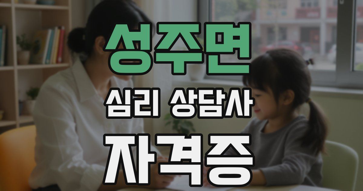 성주면 심리 상담사 자격증