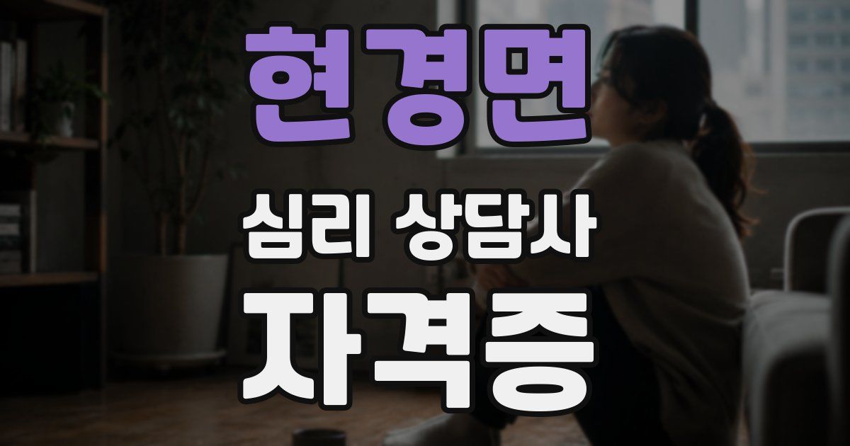 현경면 심리 상담사 자격증