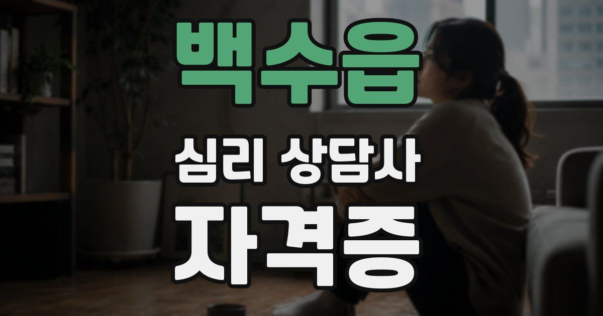 백수읍 심리 상담사 자격증