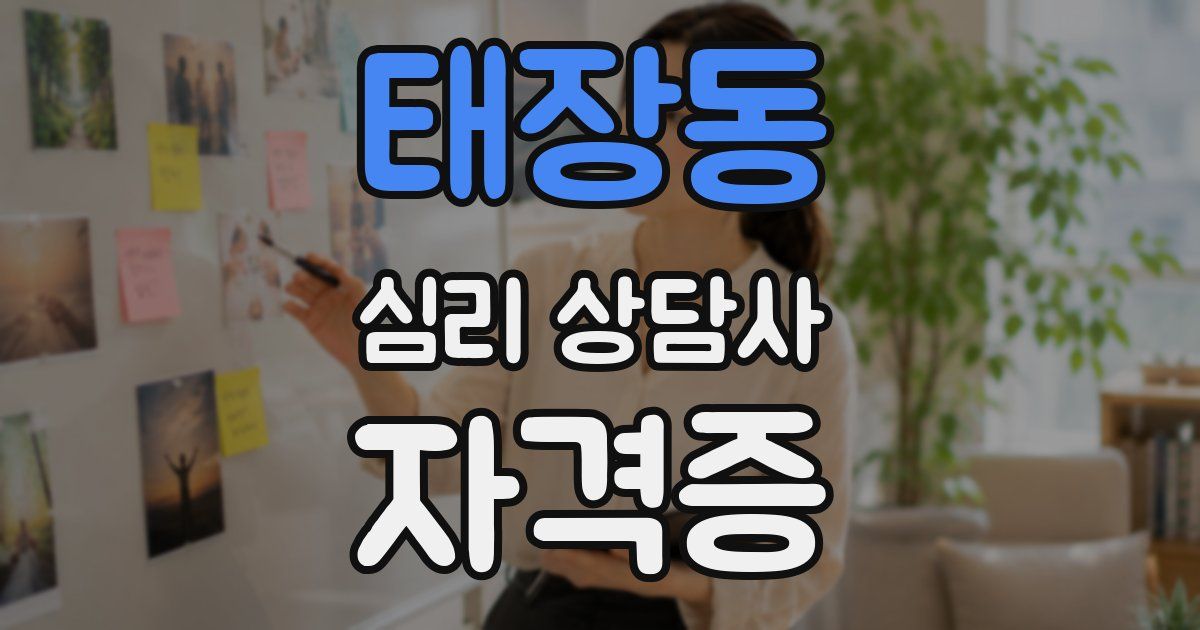 태장동 심리 상담사 자격증
