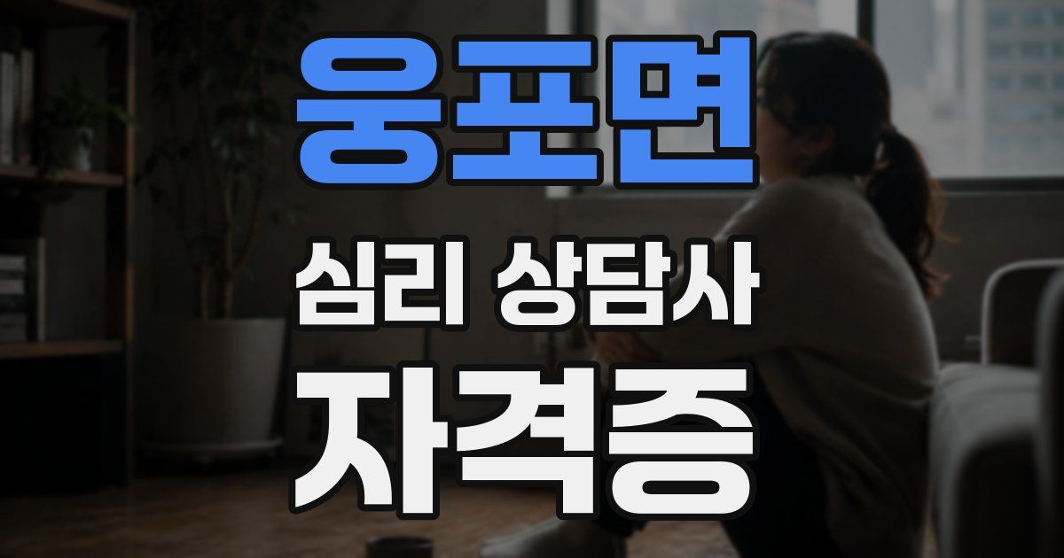 웅포면 심리 상담사 자격증