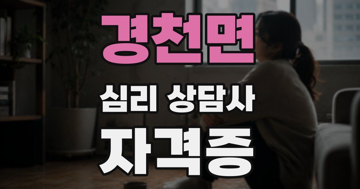 경천면 심리 상담사 자격증