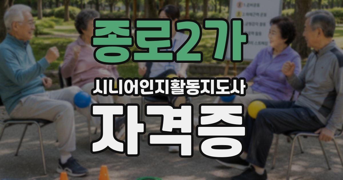 종로2가 시니어인지활동지도사 자격증