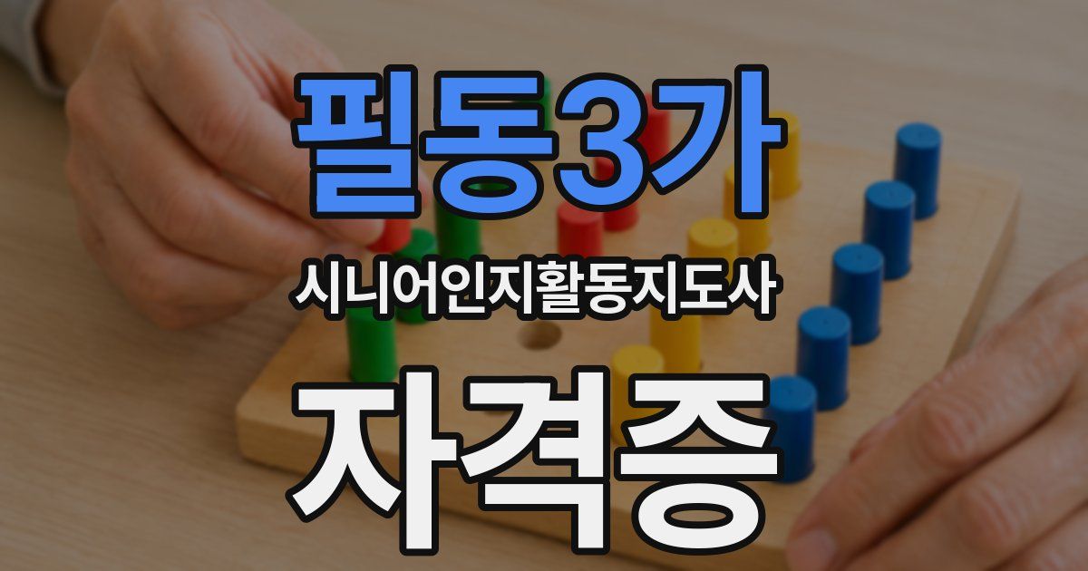 필동3가 시니어인지활동지도사 자격증