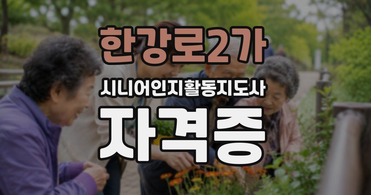 한강로2가 시니어인지활동지도사 자격증
