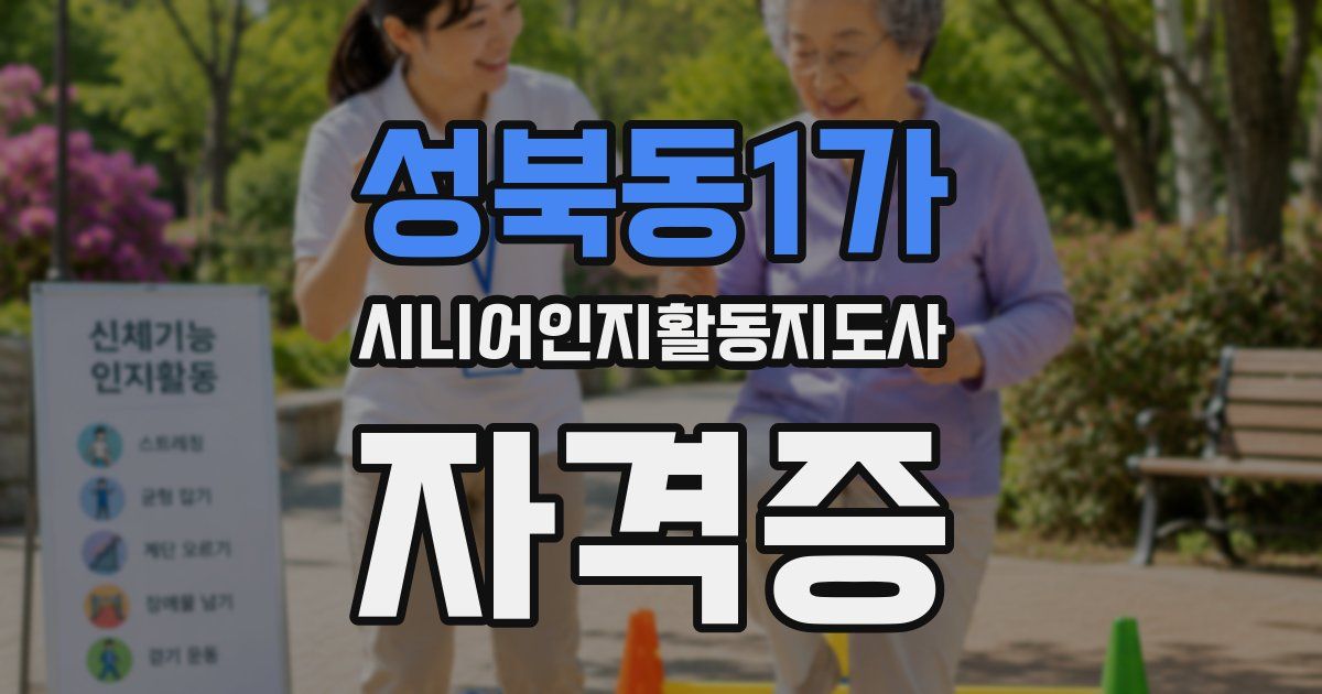 성북동1가 시니어인지활동지도사 자격증