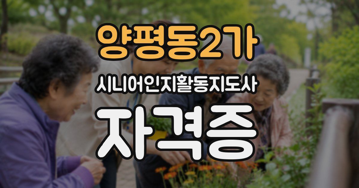 양평동2가 시니어인지활동지도사 자격증