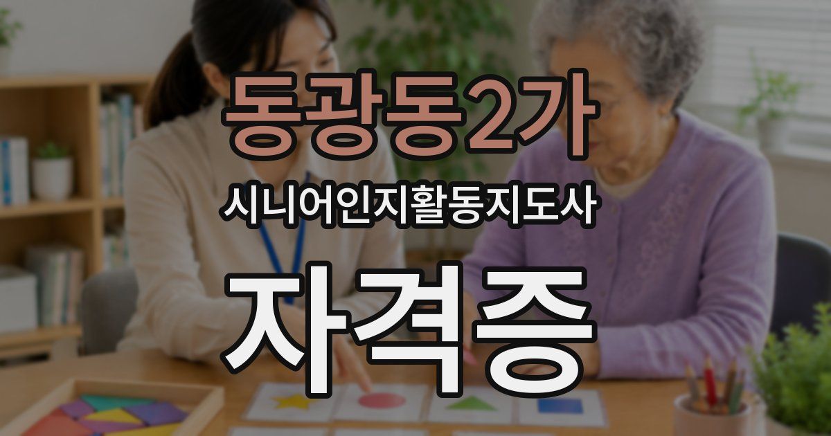 동광동2가 시니어인지활동지도사 자격증