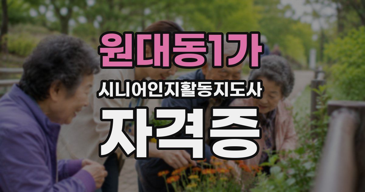 원대동1가 시니어인지활동지도사 자격증