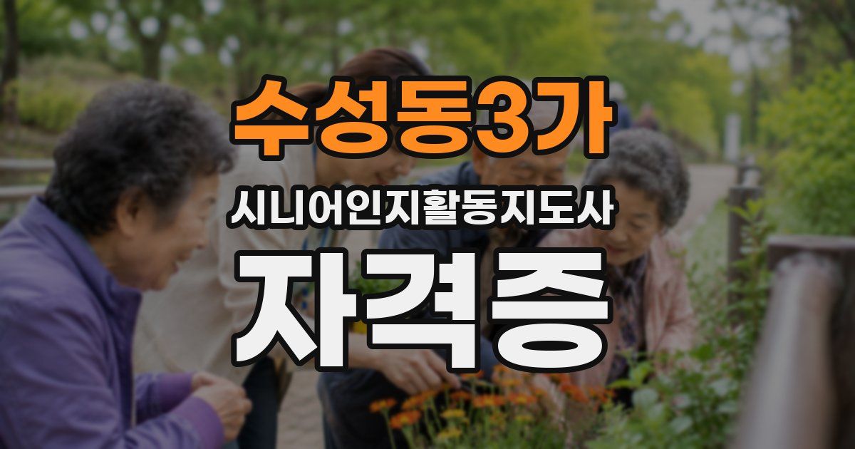 수성동3가 시니어인지활동지도사 자격증