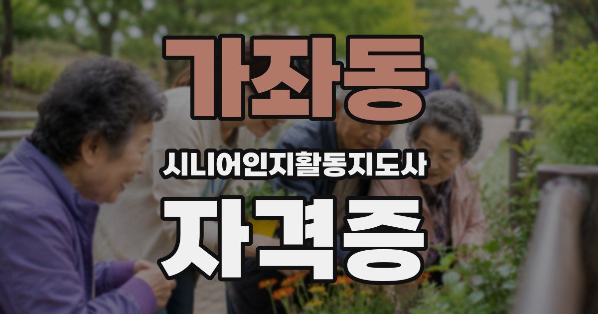 가좌동 시니어인지활동지도사 자격증