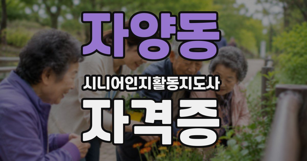 자양동 시니어인지활동지도사 자격증