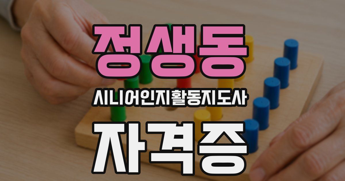 정생동 시니어인지활동지도사 자격증