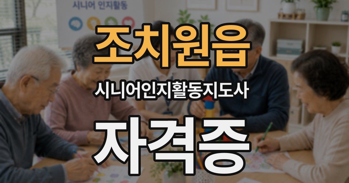 조치원읍 시니어인지활동지도사 자격증