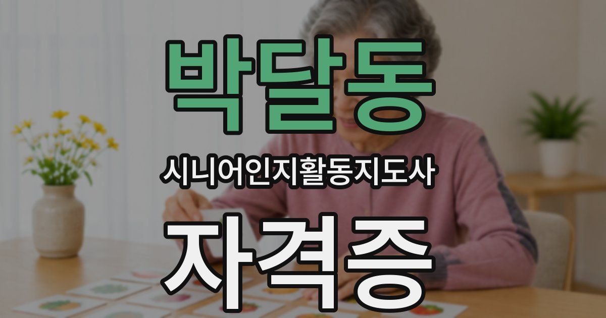 박달동 시니어인지활동지도사 자격증