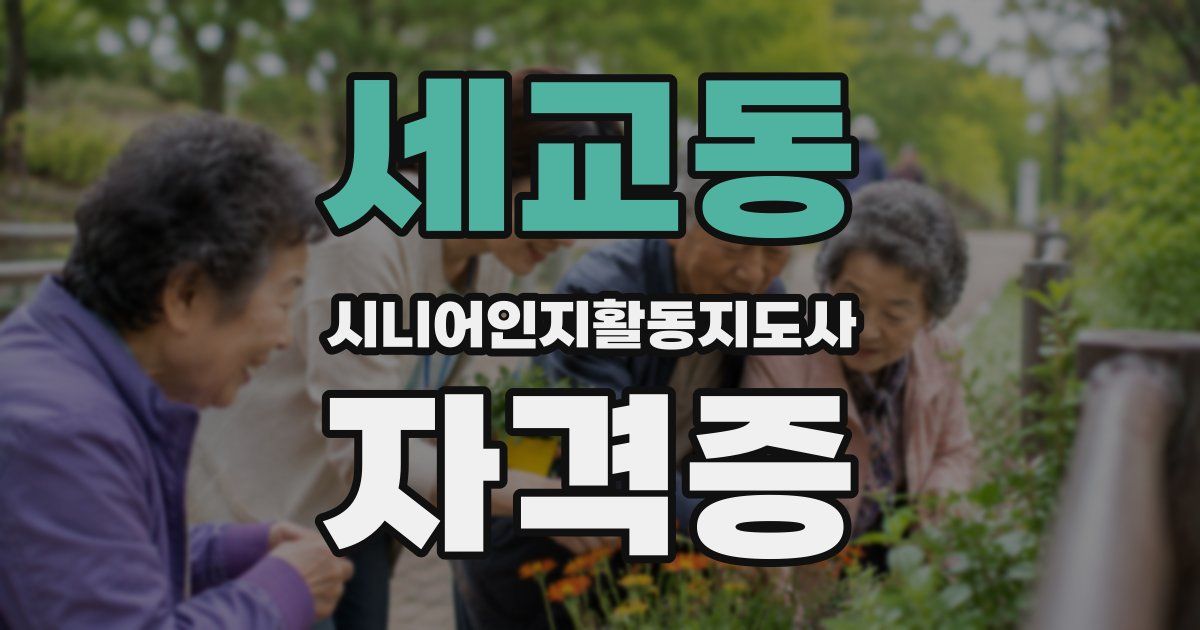세교동 시니어인지활동지도사 자격증
