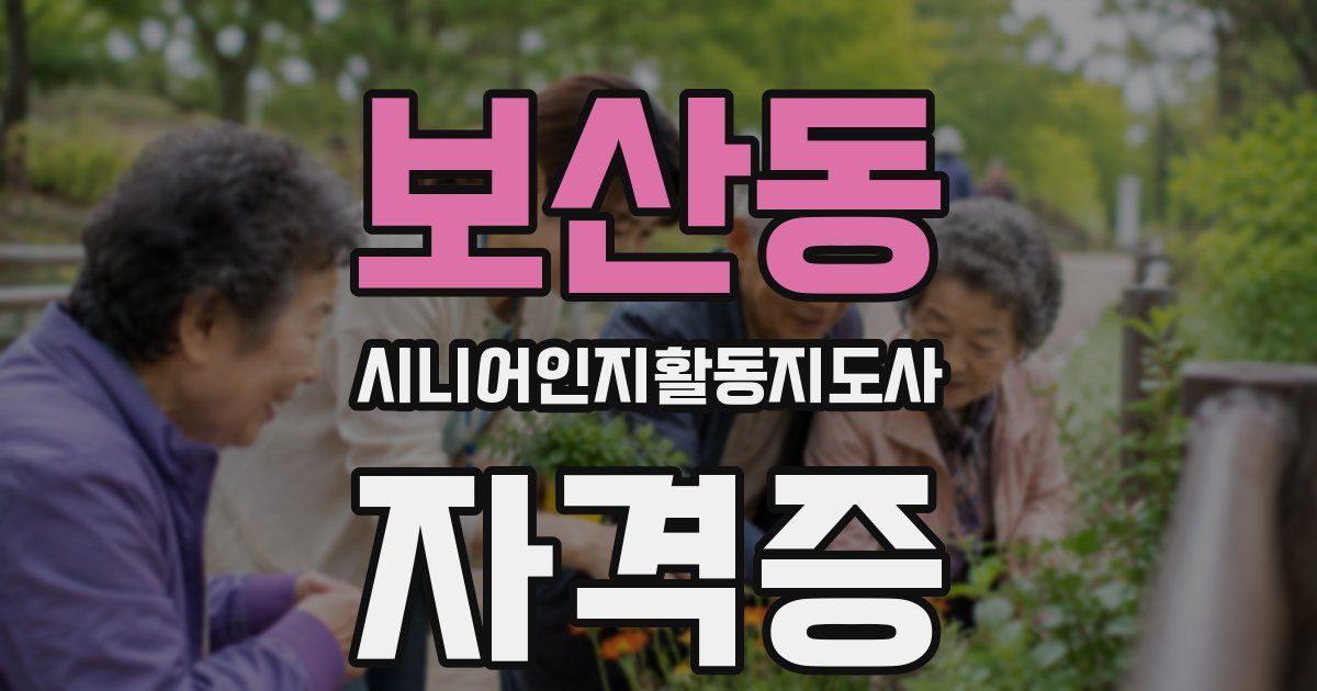 보산동 시니어인지활동지도사 자격증