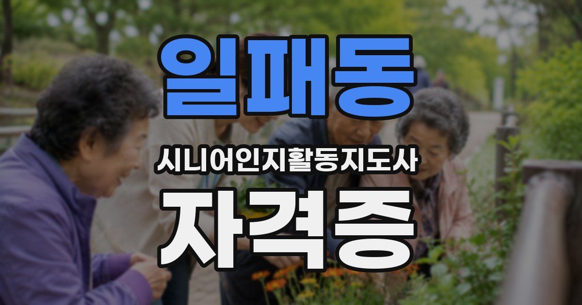 일패동 시니어인지활동지도사 자격증