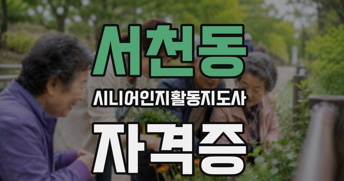 서천동 시니어인지활동지도사 자격증