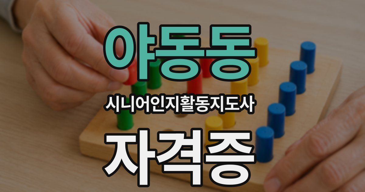 야동동 시니어인지활동지도사 자격증