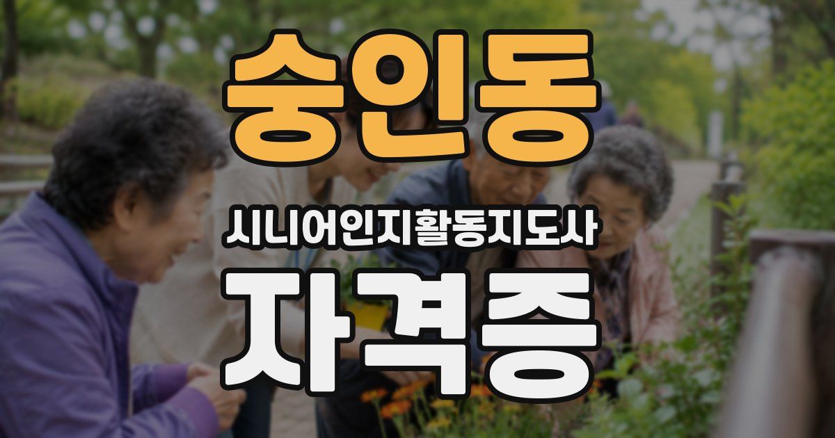 숭인동 시니어인지활동지도사 자격증