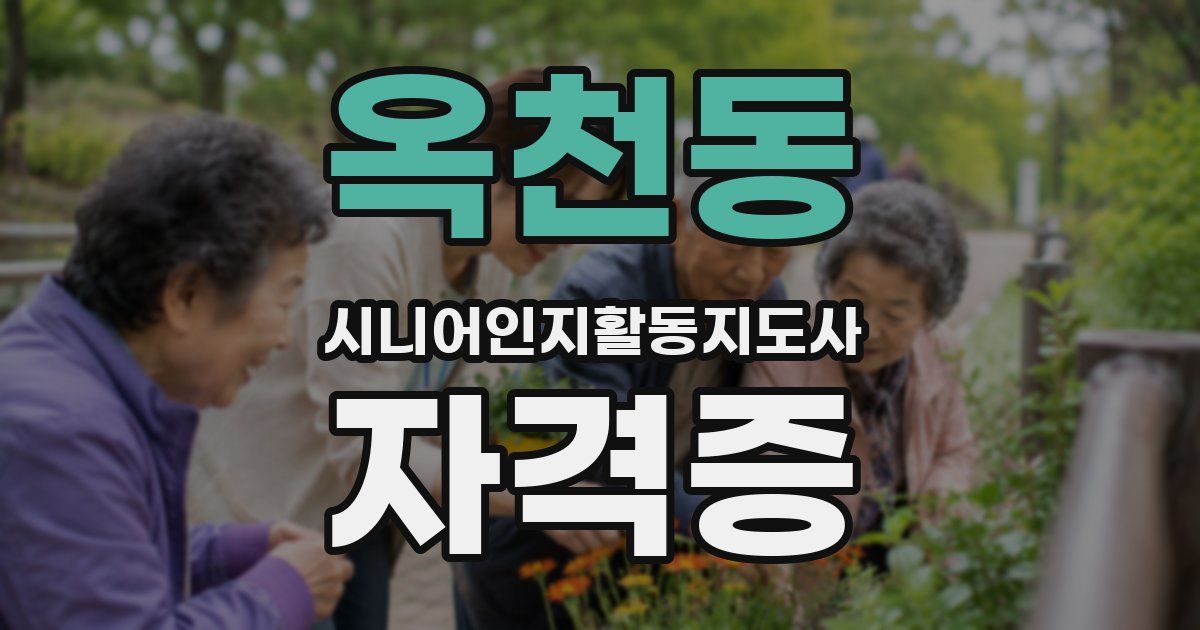 옥천동 시니어인지활동지도사 자격증