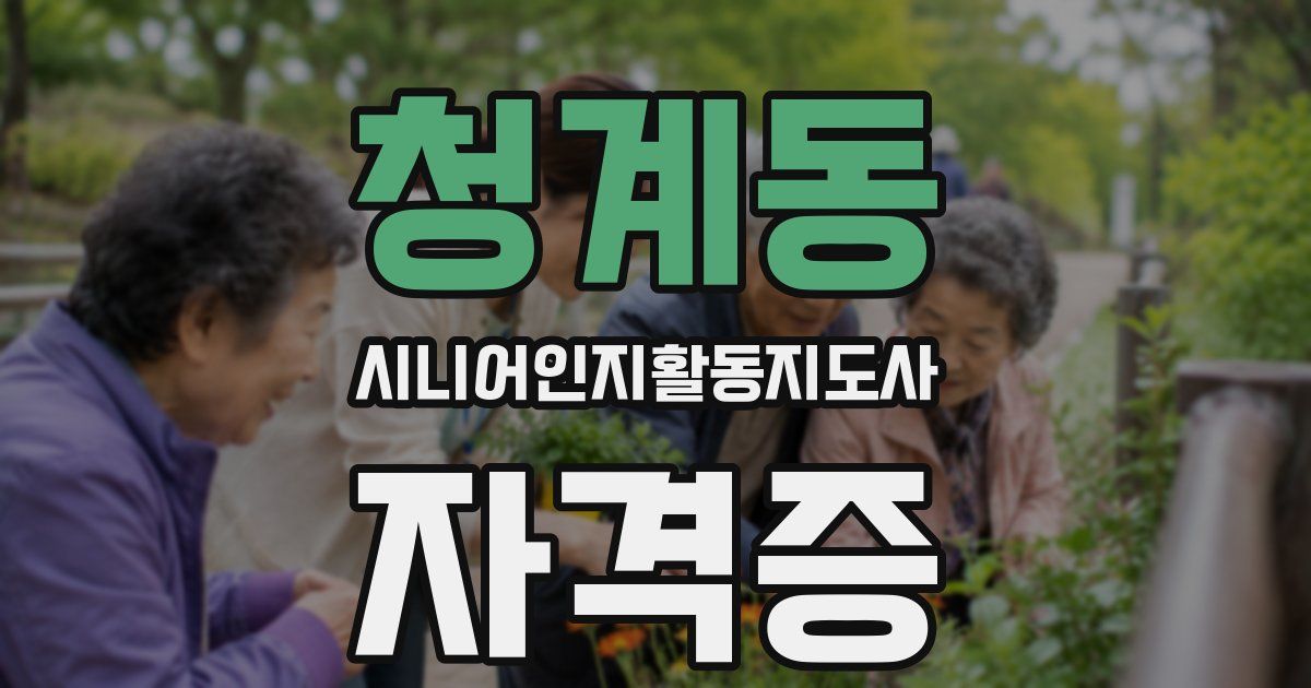 청계동 시니어인지활동지도사 자격증