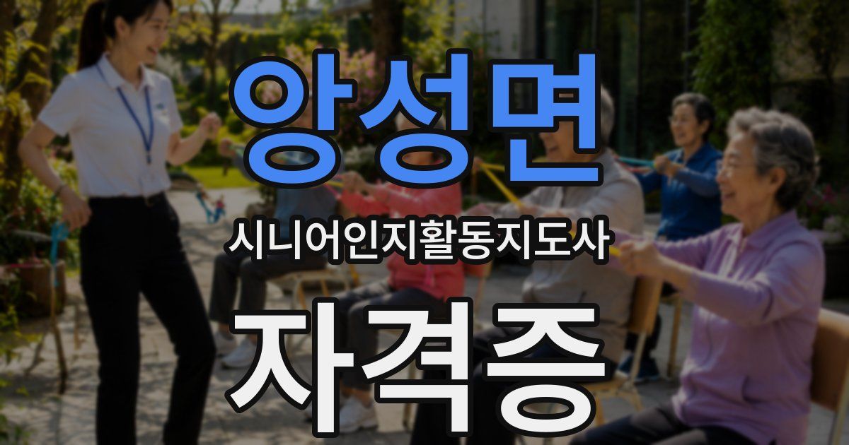 앙성면 시니어인지활동지도사 자격증