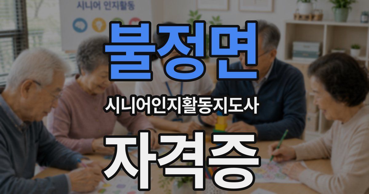 불정면 시니어인지활동지도사 자격증