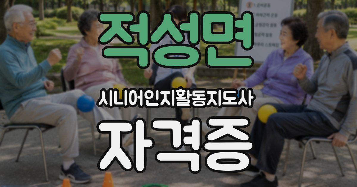 적성면 시니어인지활동지도사 자격증