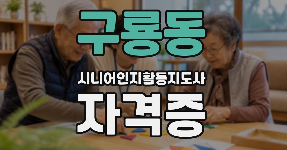 구룡동 시니어인지활동지도사 자격증