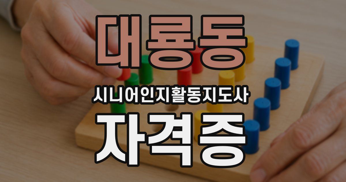 대룡동 시니어인지활동지도사 자격증