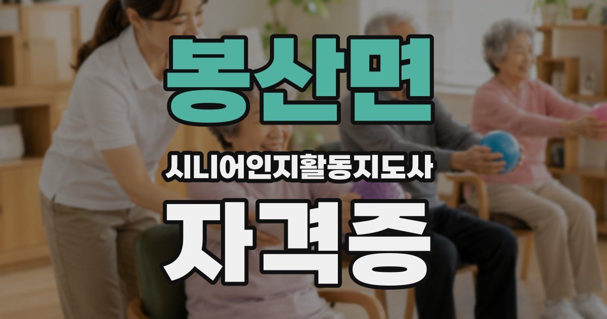 봉산면 시니어인지활동지도사 자격증