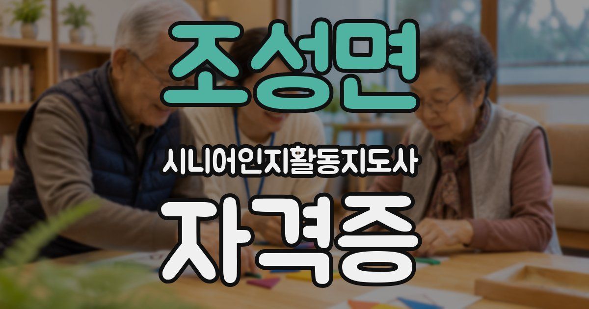 조성면 시니어인지활동지도사 자격증