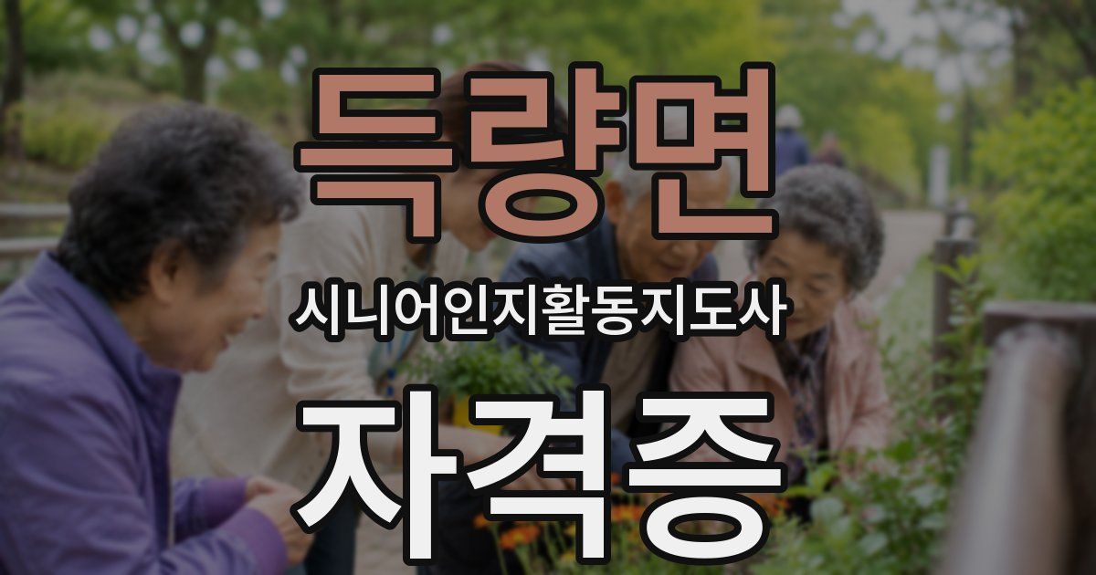 득량면 시니어인지활동지도사 자격증
