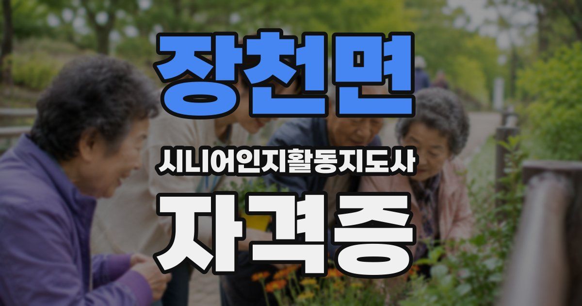 장천면 시니어인지활동지도사 자격증