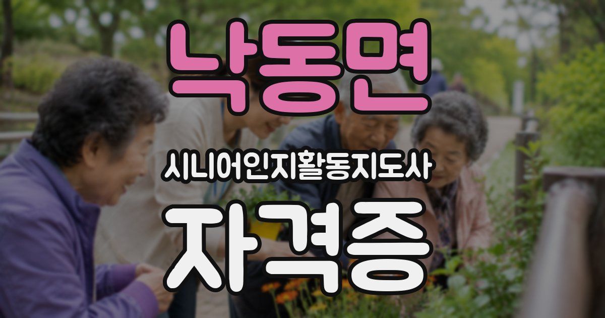 낙동면 시니어인지활동지도사 자격증