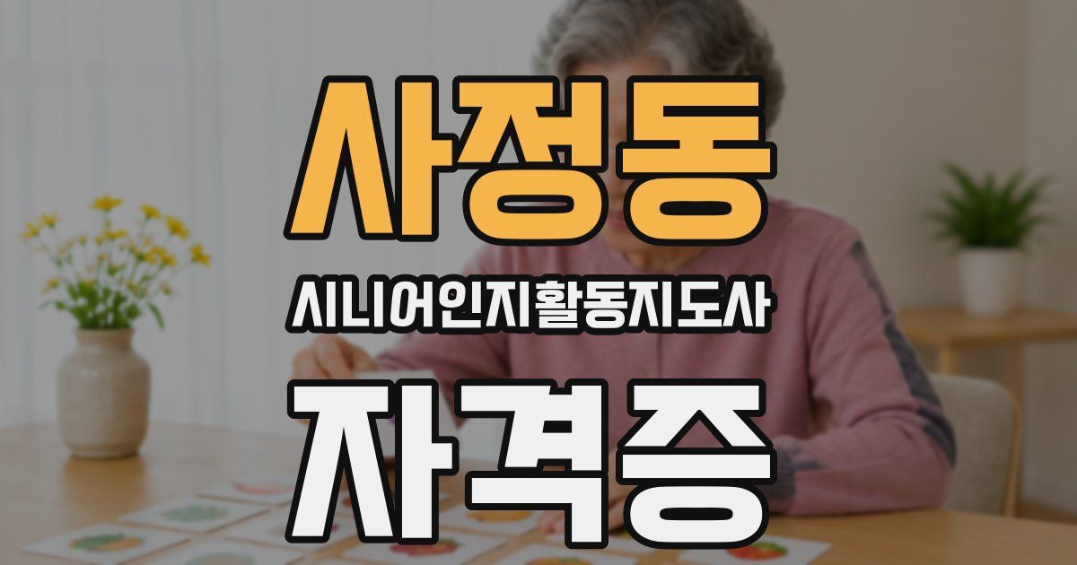 사정동 시니어인지활동지도사 자격증
