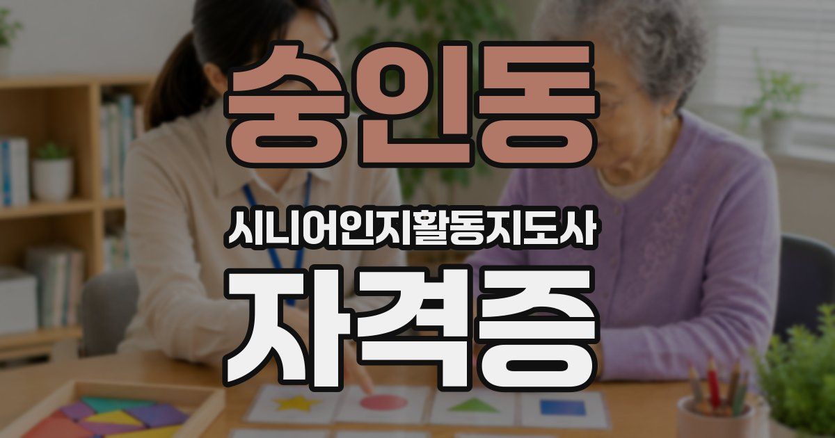 숭인동 시니어인지활동지도사 자격증