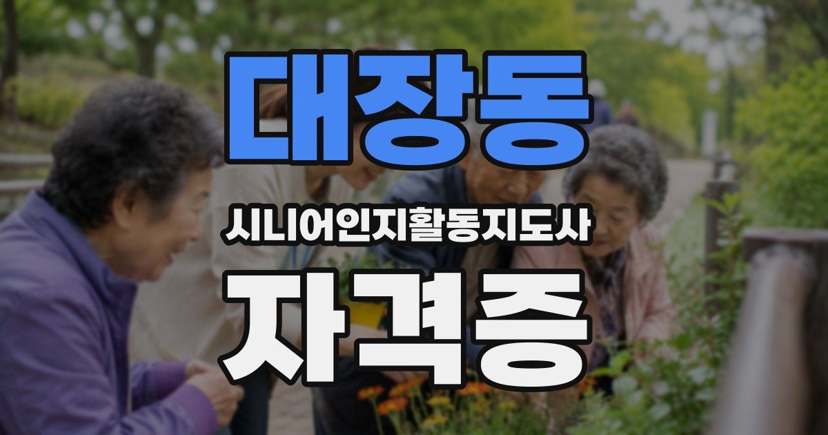대장동 시니어인지활동지도사 자격증