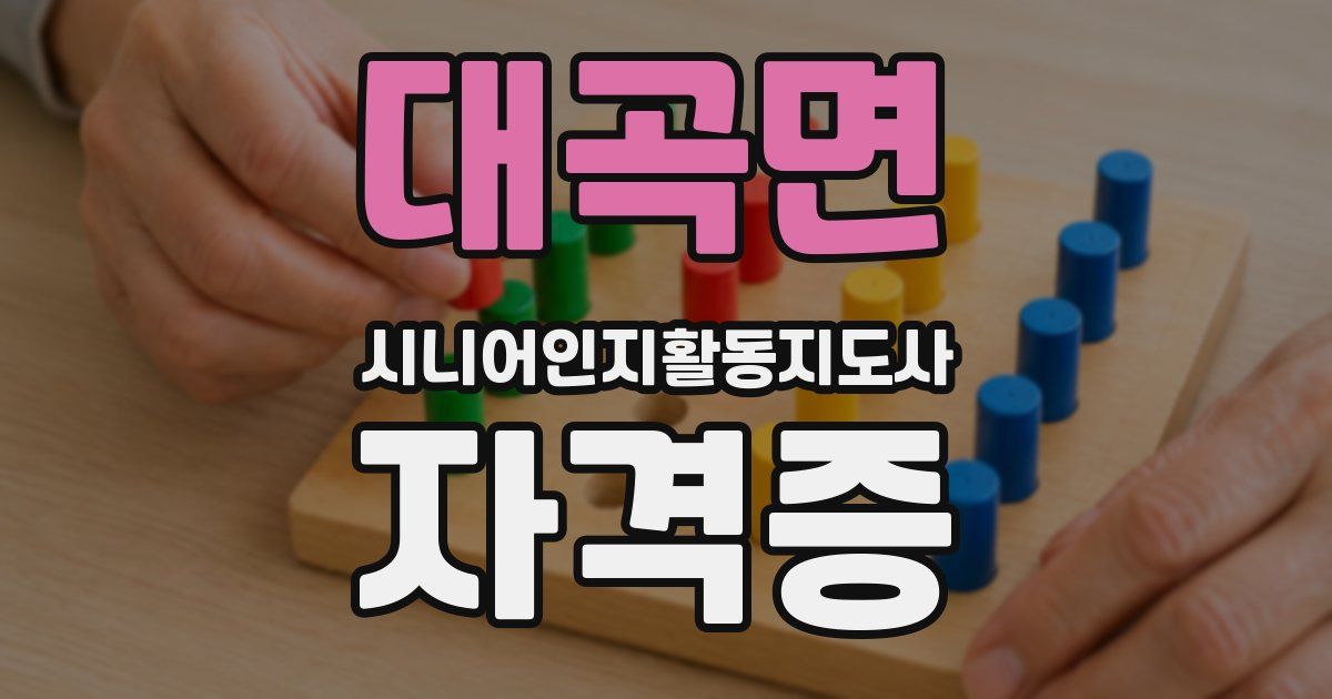 대곡면 시니어인지활동지도사 자격증