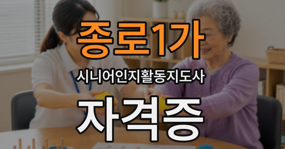 종로1가 시니어인지활동지도사 자격증