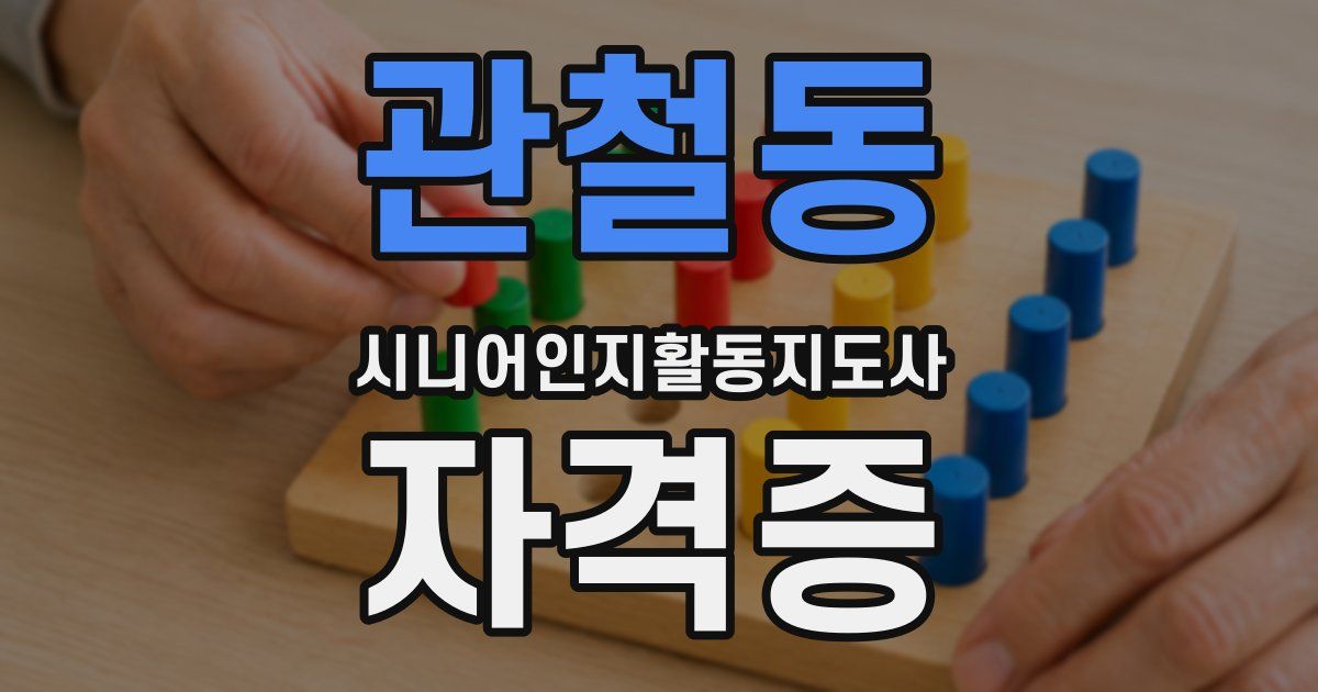관철동 시니어인지활동지도사 자격증