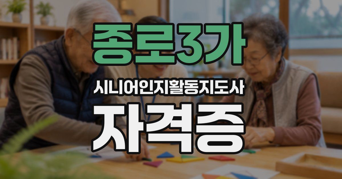 종로3가 시니어인지활동지도사 자격증