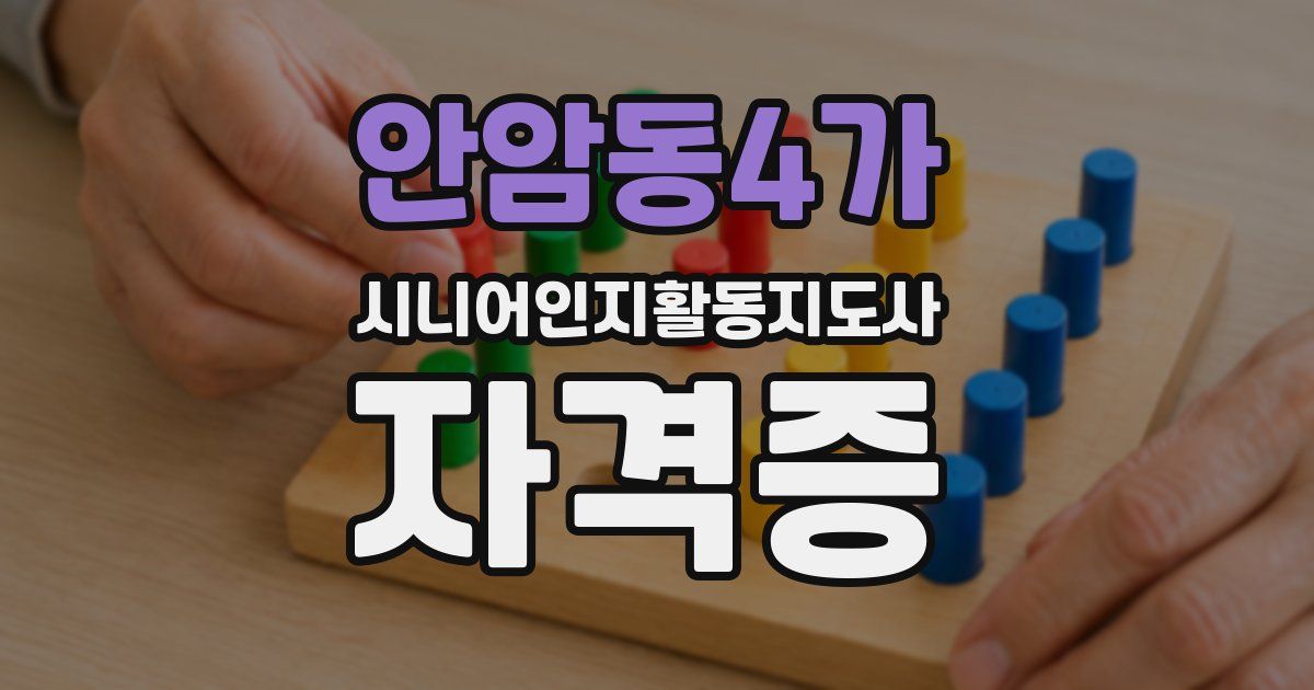 안암동4가 시니어인지활동지도사 자격증