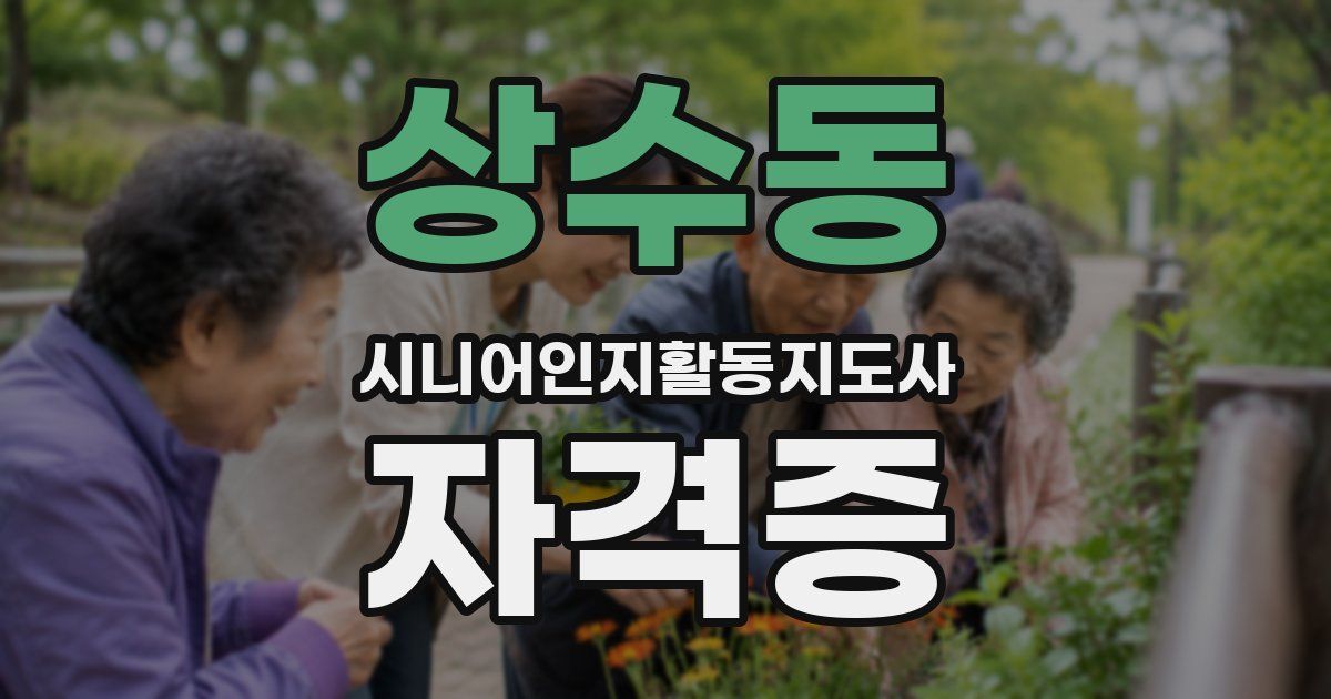상수동 시니어인지활동지도사 자격증